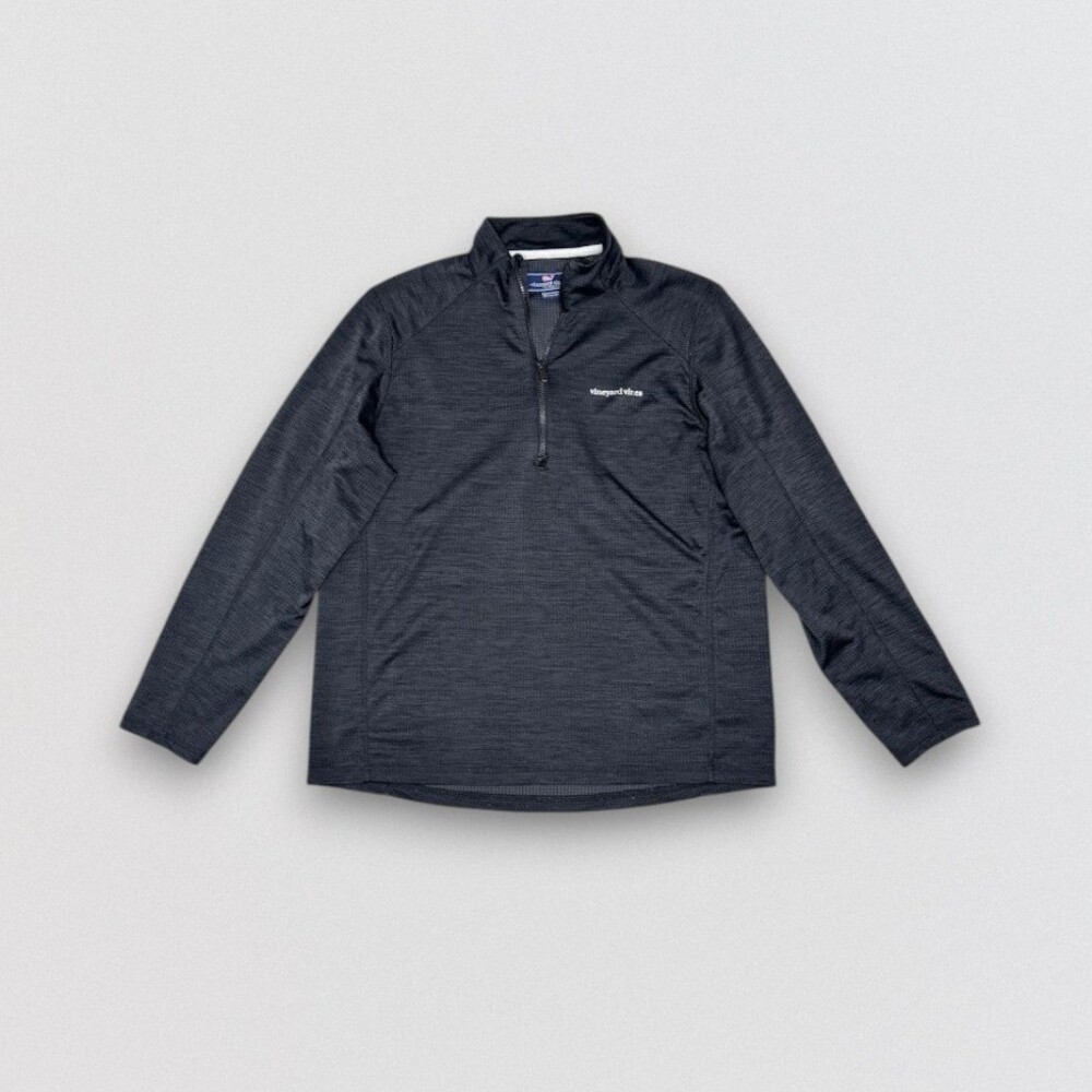 Performance Quarter Zip Pullover Black Long Sleeve Lightweight Men's Large